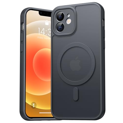 EASDNB für iPhone 12 Hülle für Magsafe mit Kameraschutz Magnetisch Handyhülle für iPhone 12/12 Pro Stoßfeste Kratzfeste Durchscheinende Matt Rückseite Schutzhülle für iPhone 12 Case Schwarz
