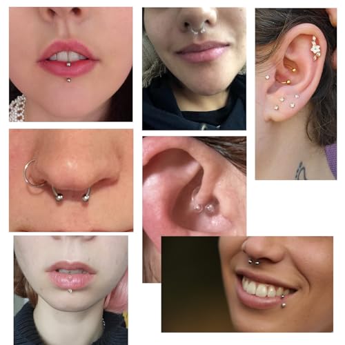 Clear&Gold Septum Rings 16g 18g Septum Nose Rings for Women Men Horseshoe Gold Septum Ring Kit for Sport Work Clear Piercing Jewelry 12pcs3