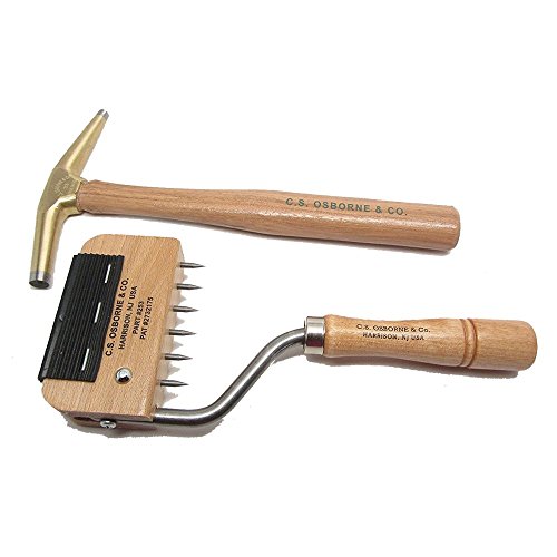 Osborne 253 - Gooseneck Webbing Stretcher & 33 Bronze Head Magnetic Tipped Hammer - Upholstery Tools - Made in USA