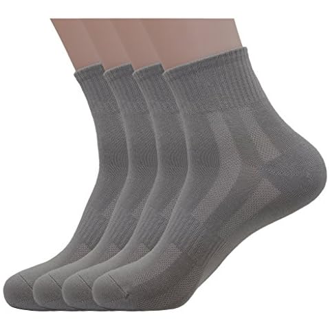Mens Grey Sports Dress Ankle Socks, Cotton & Pearl-Fiber Quarter Socks Decrease Odor Moisture-Wicking Soft Comfy Breathable Socks for Sweaty Feet (4 Pack) Cover