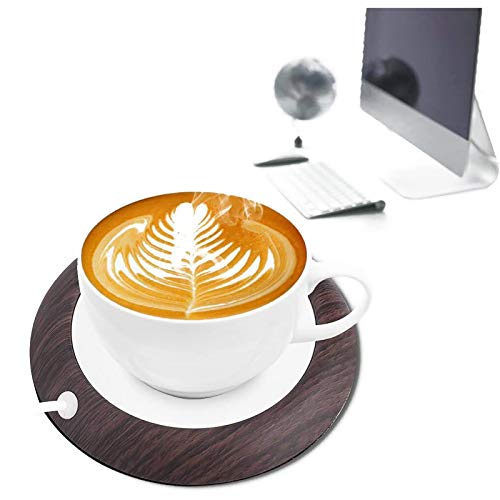 UniM - Calentador de taza por USB, para bebidas, café, tetera y uso doméstico (grano de madera oscura) marrón