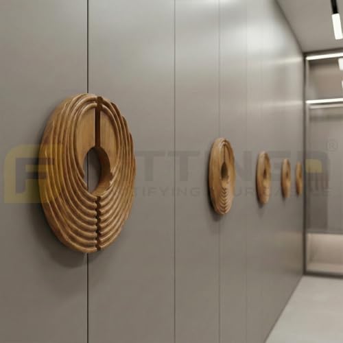 Image of Teak Wood Main Door Handle /Pull & Push Handle /Wooden Handle for Wordrobe /Modern Designer Handle Complete Set of 1 (Left & Right) 8 * 4 Inch-| 3 Years Warranty |