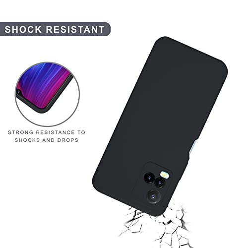Image of SPRIG Compatible with VIVO Y33s Phone Liquid Silicone Cover Premium Back Cover Drop Tested Shock Proof Mobile Case for Men, Women, Boys and Girls with Camera Protection (Black)