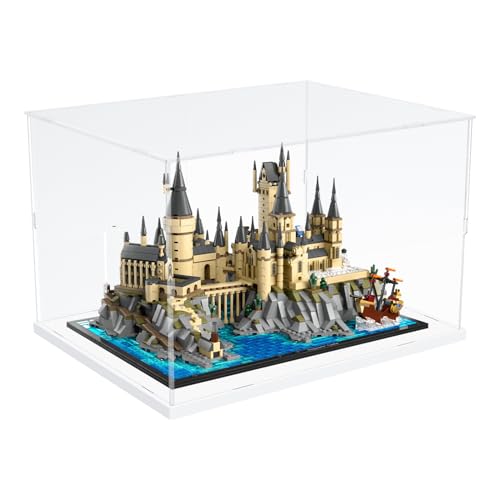 Image of Choowin Acrylic Display Case for Lego 76419 for Lego Hogwarts Castle and Grounds for Lego Display Thickened Clear Acrylic Display Cases for Collectibles Assemble Dustproof Display Box(White Base)