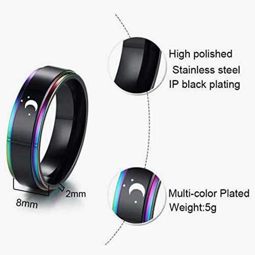 Personalized Couples Matching Rings Set for Him and Her Custom Name Rings for Couples Promise Rings for Couples Black Stainless Steel Wedding Rings Sets His & Hers Engagement Rings Christmas Gift Valentine's Day Jewelry 5