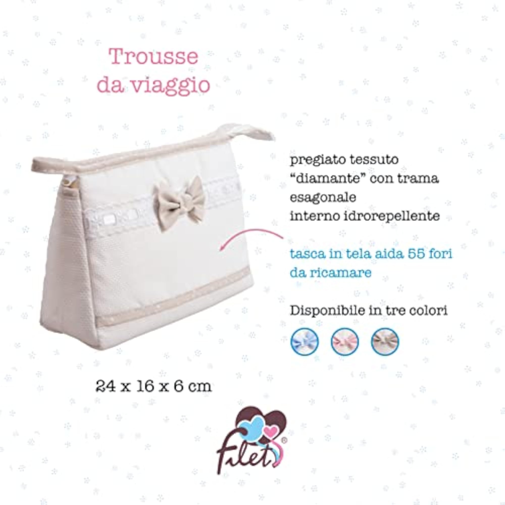 Embroidery Cosmetic Bag with Zip, Travel-Friendly