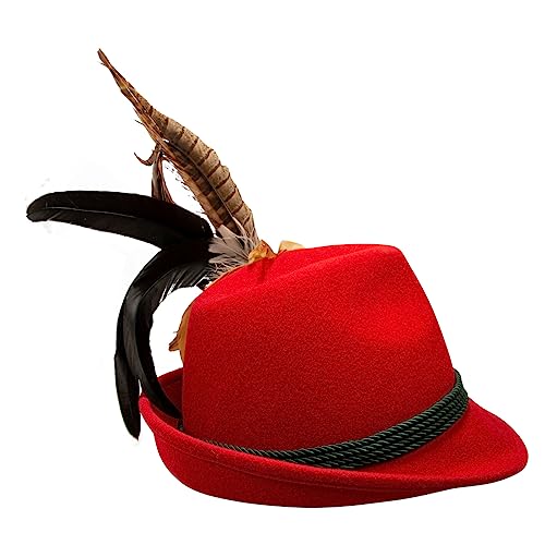 Alpenflüstern Damen Trachtenhut Lissy - Trachten Filzhut, Hut zur Tracht und Dirndl, Größe M (rot) ADV136