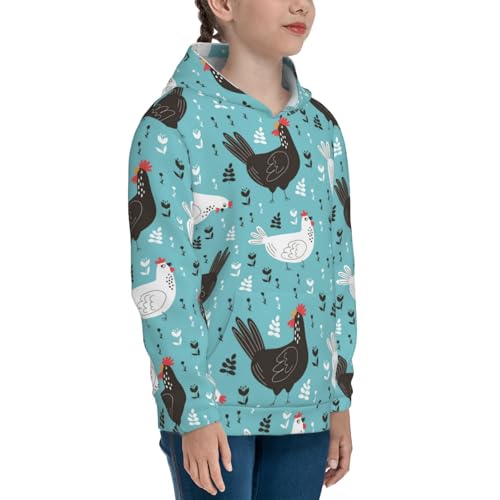 Lovely Roosters Kids Pullover Hoodies Boys Sweatshirts Girls Athletic Clothes with Pocket3
