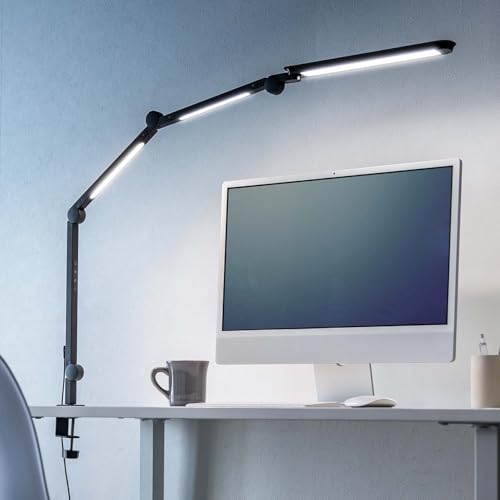 サンワダイレクト デスクライト LED 小型クランプ 3光源 4段階調光調色 4関節 700ルーメン スタンドライト 800-LED097