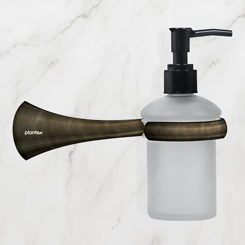 Image of Plantex Smero Pure Brass Made Handwash Holder for Wash Basin /Liquid Soap Dispenser /Shampoo Dispenser - Contrive (Rich Antique)