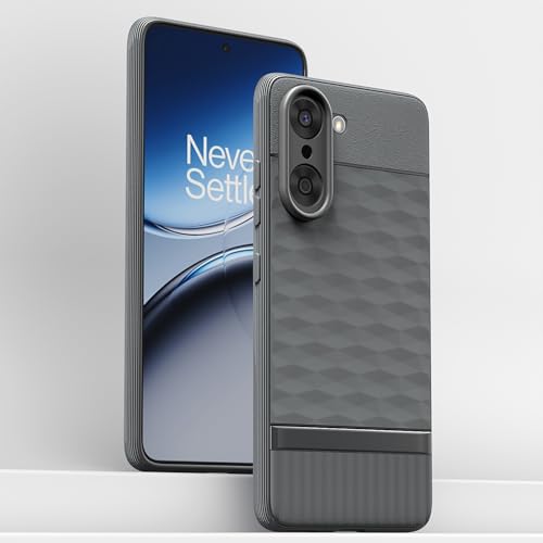 Image of Pikkme Back Cover for OnePlus Nord CE 5 5G Soft Grip 3D Hexa Cube Texture Silicone Bumper Case (Grey)