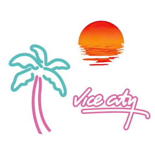 Holy Feather Autocollant voiture Vice City, rétro, plage, coucher de soleil, vinyle imperméable