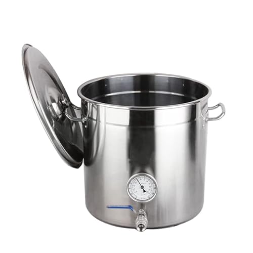 Tanque de almacenamiento de cubos de sopa olla de cerveza doméstica de acero inoxidable, termómetro cubierto y enchufe de válvula de bola, para cocinar productos de elaboración de cerveza,15.7inch/45L Cover