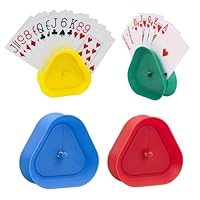 LBJFYHJN 4 Stück Kartenhalter Kinder, 4 Farben Card Holder, Spielkartenhalter, Dreieckiger Kartenständer für Erwachsene und Kinder Senioren