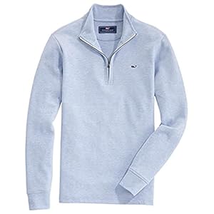 vineyard vines Men’s Saltwater Quarter-Zip Pullover Sweater, White Cap/ Marlin, M