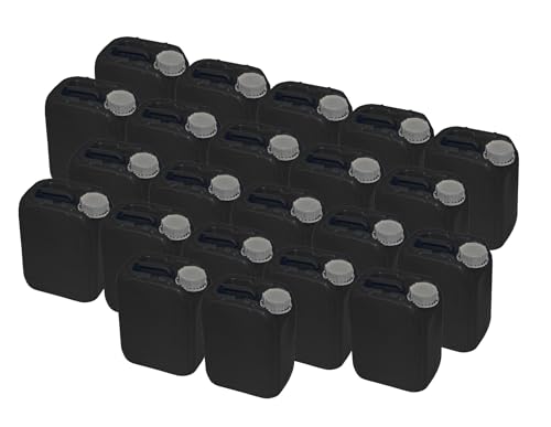 Style # 2 Black- 5 LT (1.32 Gal) Jerrican Din51, GE Style | Tamper Evident Screw Cap | UN Rated 3H1/X1.3/250 (X-RATED) | Perfect Container to Ship Chemicals & Liquids | HDPE Containers | Pack of 22