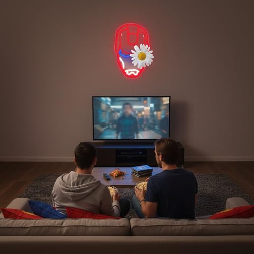 Image of Anime Neon Signs for Wall Decor Anime LED Neon Light for Boys Bedroom Cool Light Up Signs Decor for Man Cave Game Room Bar Pub Club Cool Gifts for Men Kids Boys Movie Fans,Size 16.5 * 11 in(XD131)