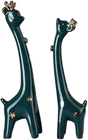 MAYIAHO Ceramic Giraffe Statue Home Decor, Small Shelf Decor Accents Items Clearance Living Room, Blue Animal Small Figurines Sculpture for Giraffe Lovers Table Top Ornaments.