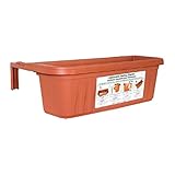 Très résistant Bama Apollo ADJ24TERRA Jardinière réglable pour Garde-Corps, 61 cm, Terre Cuite