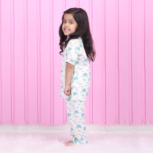Image of POLKA TOTS 100% Pure Cotton Half Sleeve Night Suit for Kids, Girls & Boys | Cotton Pyjama Set | Unisex Night Dress for Children | Night Suit for Girls |Sleepwear for Kids | Winter Night Dress for Boys