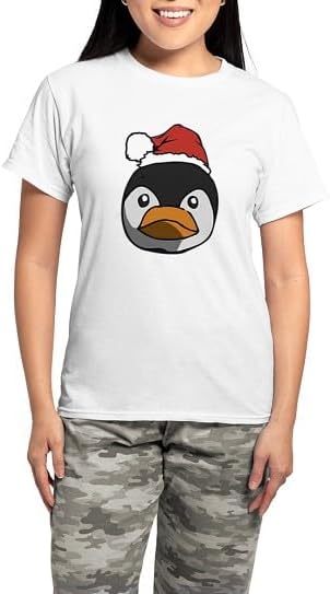 CafePress Santa Penguin Women's Light Pajamas Women's Novelty Cotton Pajama Set, Comfortable PJ Sleepwear