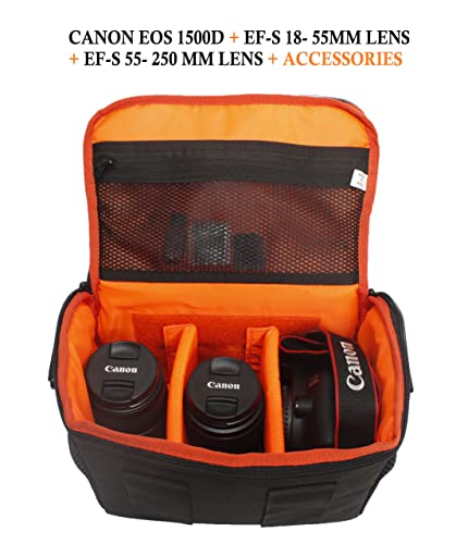 Image of Polyester WF-16 Camera Bag - DSLR Case with Adjustable Shoulder Strap & Rain Cover - for Nikon, Canon, Sony and All DSLR Cameras - Water Resistant - Anti Shock (Orange-Interior)