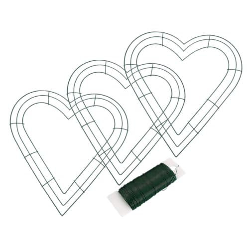 MUCKLILY 3pcs Heart Shaped Wreath Frame Iron DIY Craft Garland Base for Floral Arrangements Easy to Install for Home Decor and Special Occasions