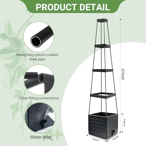 2 Pack Tomato Planter with Trellis 57 Inch, Raised Garden Bed Planter Boxes Self-Watering for Climbing Vegetable, Plants and Tomato Cages for Indoor Outdoor - Image 3
