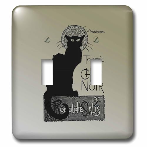 Interrupteur double chat noir vintage 3dRose lsp_79220_2 remplace plaque plastique