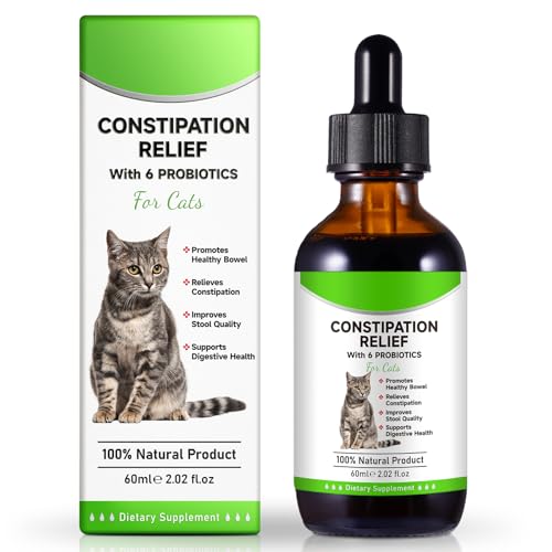 Cat Constipation Relief, Cat Laxative Constipation Relief, 100% Natural Laxative with 6 Probiotics Stool Softener, Promotes Digestive Health - 2 fl oz