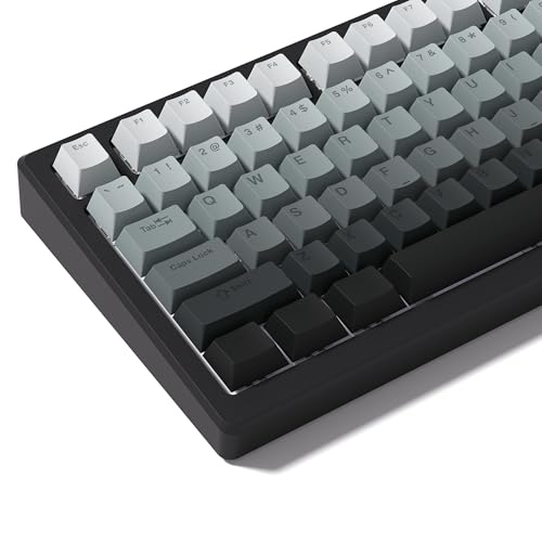 Rainy75 PBT Key caps, Double Shot Shine Through Custom Keycaps, Gradient Keycaps Cherry Profile, Minimalist Style Keyboard Keycap for Mechanical Keyboard (Grey)