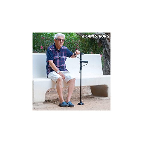 Hasendad Canestrong Baston pieghevole con LED e doppio manico, nero