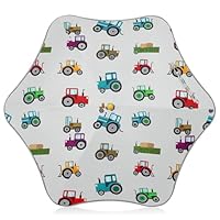 Kids Sun and Rain Umbrella with Rounded Corner Umbrellas with J Hook Handle, Cute Tractors Gray