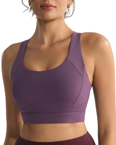 Image of RUNNING GIRL Sports Bras for Women, Moulded Cup High Impact Workout Blue Sports Bra Racerback Yoga Bra High Support(WX3068 Purple L)