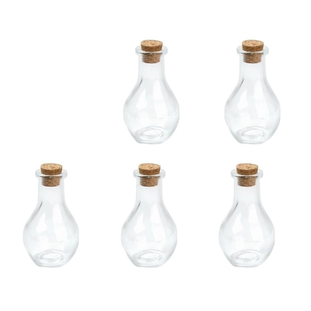 GOCENJIU Cork Stopper Jar 5pcs Glass Bottles Vials for Bead Containers, 55ml Storage Jars with Cork Stoppers for DIY Pendant Making