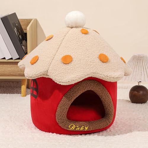 Niche pour chat lavable lit chaud champignon d'intérieur