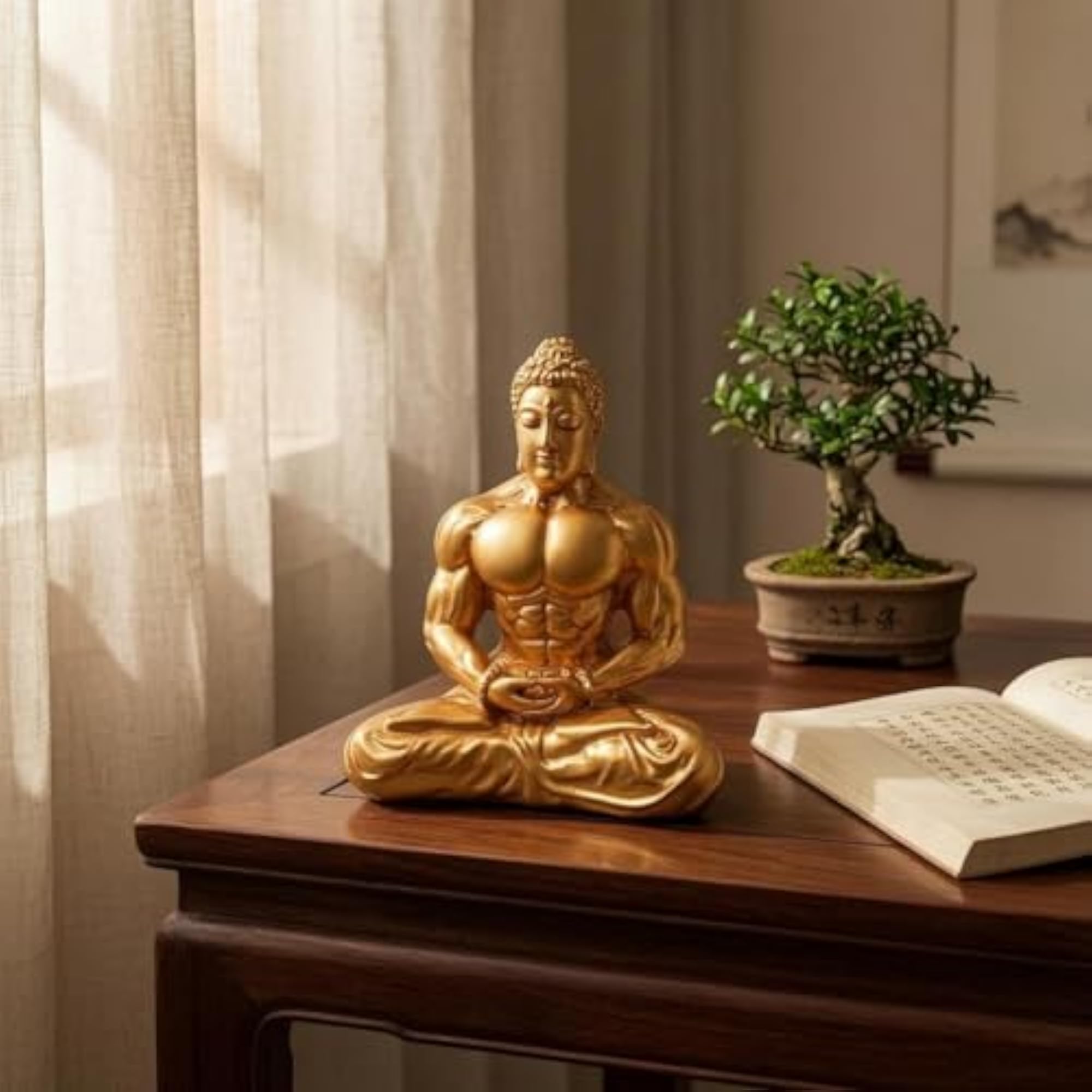 Zen Buddha Statue, Glossy Finish, Meditation Decor