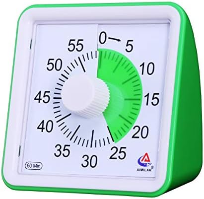 AIMILAR 60 Minute Visual Timer - Silent Timer Time Management Tool for Classroom or Meeting Countdown Clock for Kids and Adults (Green)