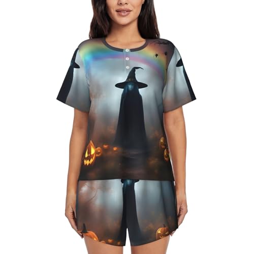 Pijama de fantasma para mujer conjunto de pijama de manga corta estampado de verano