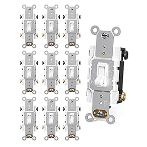 AIDA 15 Amp Toggle Light Switch, 4 Way, Grounding Screw, Residential Grade Electrical Wall Switch, UL Listed (White, 10 Pack)