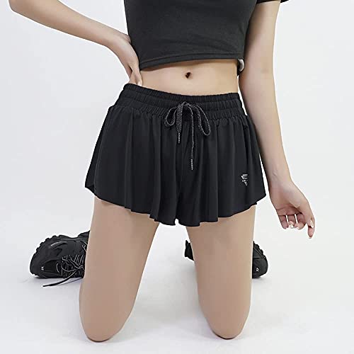 Image of 2 in 1 Flowy Running Shorts for Women Gym Yoga Athletic Womens Workout Biker Spandex Lounge Sweat Skirt Summer