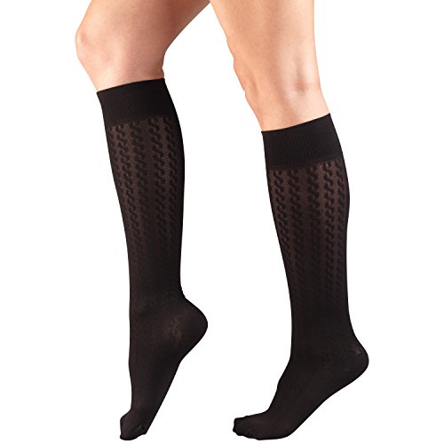 Image of Truform Compression Socks, 15-20 mmHg, Knit Women's Dress Socks, Knee High Over Calf Length