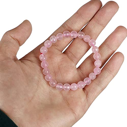 Image of Reiki Crystal Products Certified Natural Crystal Stone 8 mm Faceted /Diamond Cut Beads Bracelet for Men & Women | Reiki Charged Gemstone Bracelet | Multiple Crystal Variants Available