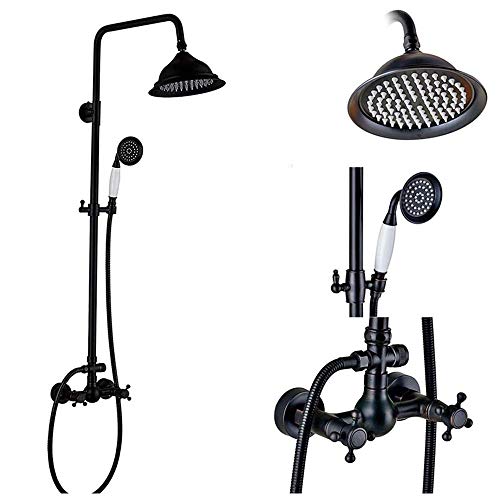 Ensemble de robinet de douche noir mat avec douchette à main jet vapeur - 2