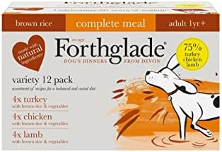 Forthglade Complete Natural Wet Dog Food - Brown Rice Variety Pack (12 x 395 g) Trays - 4 x Turkey, 4 x Lamb and 4 x Chicken