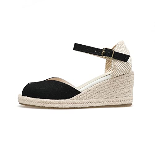 Image of Women's Espadrille Wedge Sandals Closed Toe Lace-Up Shoes