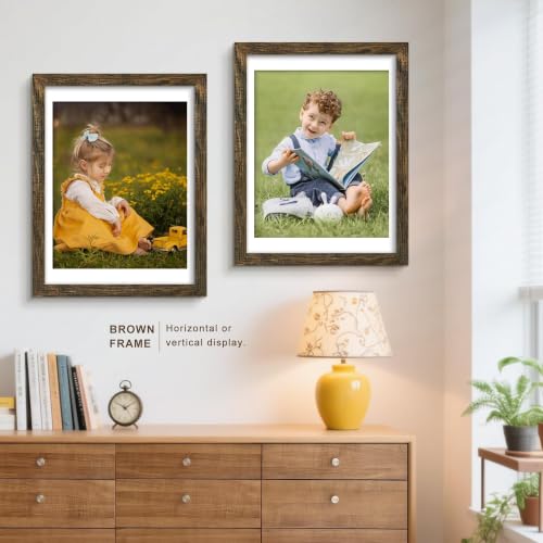 Image of Picrit 18x24 Rustic Brown Poster Frame, Picture Frame for Wall, 3 Pack