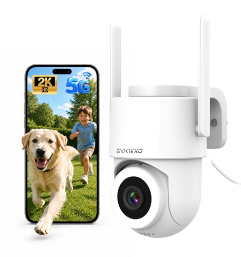 CiKiKWXO 2K Cámara de Vigilancia Exterior WiFi, Cámara Exterior 2.4G/5GHz, PTZ 360°, Visión Nocturna en Color, Detección de Movimiento, Seguimiento Automático, IP65, Compatible con Alexa