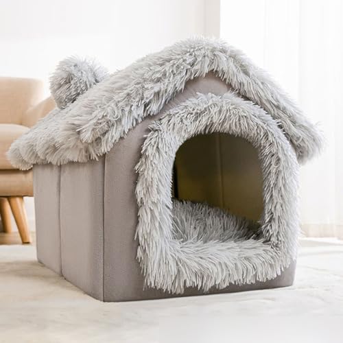 ペットドーム ペットベッド 猫 ハウス 犬 冬寒さ対策 ふわふわ 変形しにくい ペット用品 暖かい ソフト おしゃれ 家の造型 可愛い ドーム型 洗える 超吸収 多機能 2way 休憩所 昼寝 秋冬 M-40*35*38cm
