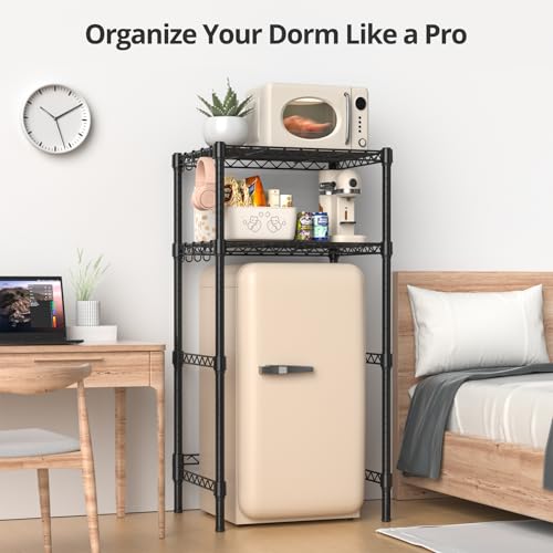 Image of Hodonas Mini Fridge Stand with Storage, Black, 26.58 inchWx 20.28 inchD x 52.36 inchH